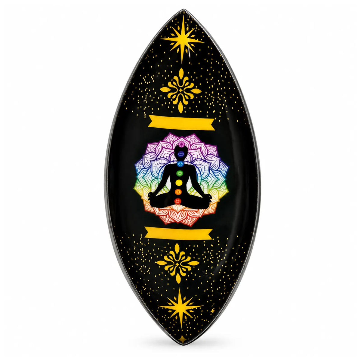 Enamel Incense Bowl - Polished Aluminium - Lotus Buddha Chakra