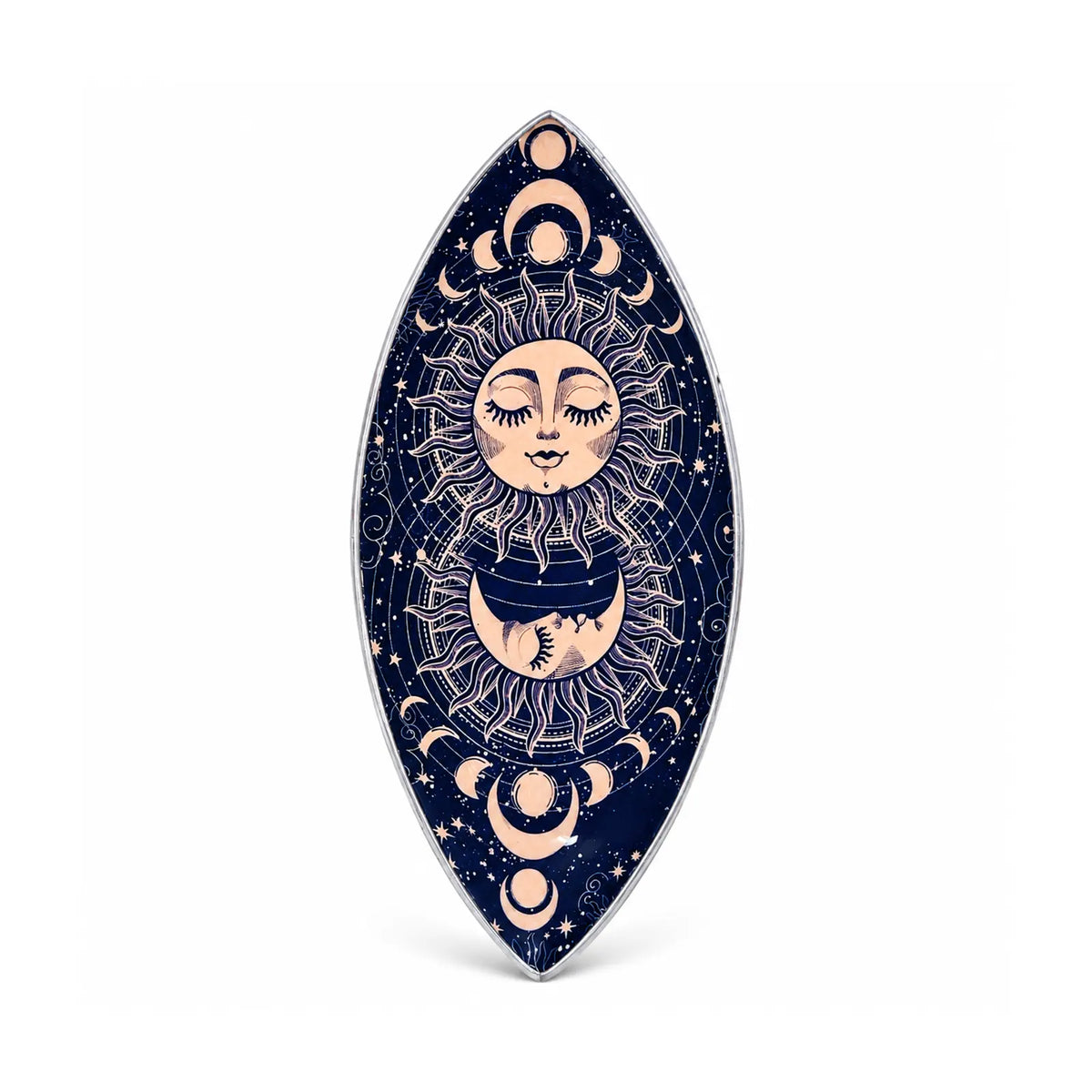 Enamel Incense Bowl - Polished Aluminium - Pink Sun & Moon