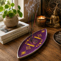 Enamel Incense Bowl - Polished Aluminium - Purple Sun & Moon Phases