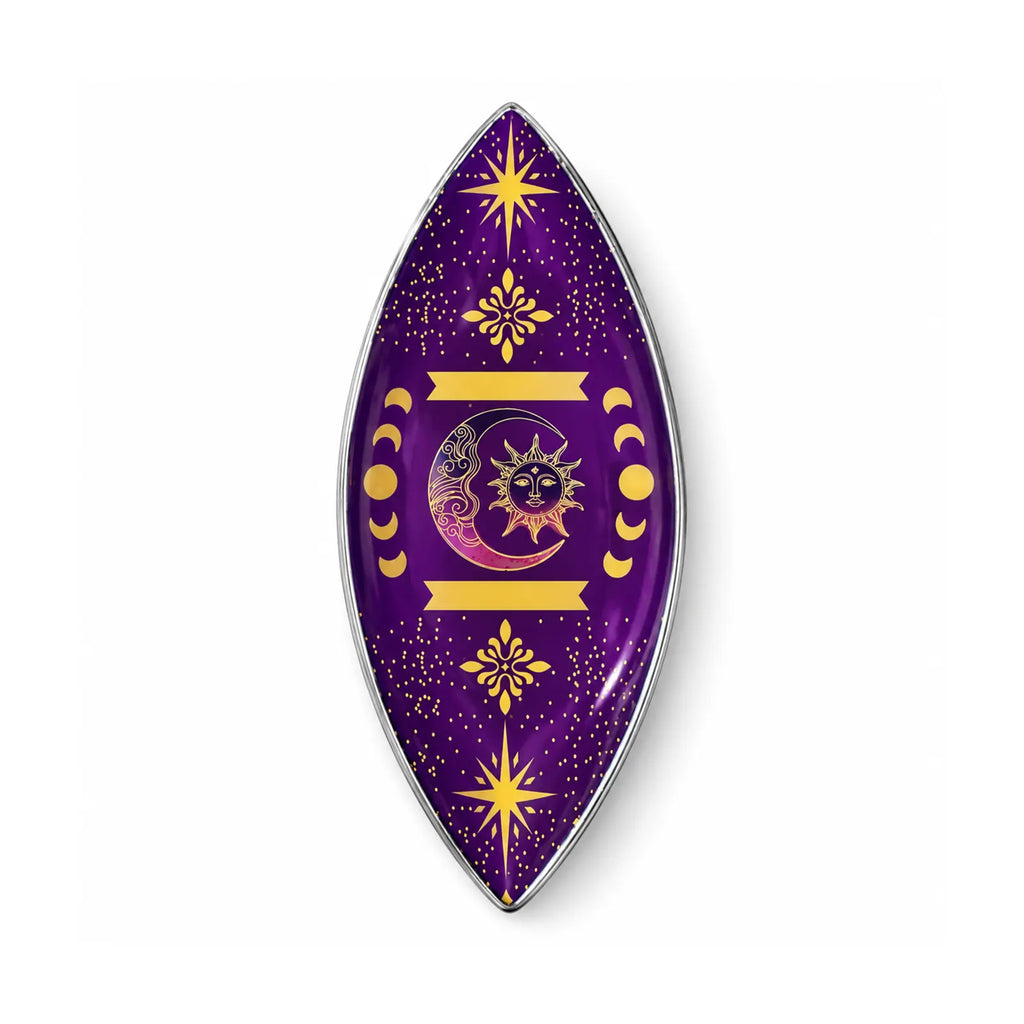 Enamel Incense Bowl - Polished Aluminium - Purple Sun & Moon Phases