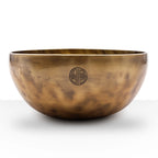 Extra Large Nepalese Moon Bowl - (approx 1450g) - 22cm, hand hammered brass bowl with traditional circular engraving, ideal for meditation, sound therapy, and decorative use.