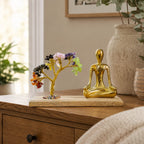 Gemstone Yoga Garden - Mudra Pose - Seven Chakra Tilted Tree with 100 Chipstones