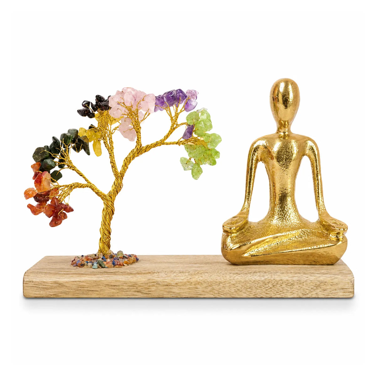 Gemstone Yoga Garden - Mudra Pose - Seven Chakra Tilted Tree with 100 Chipstones