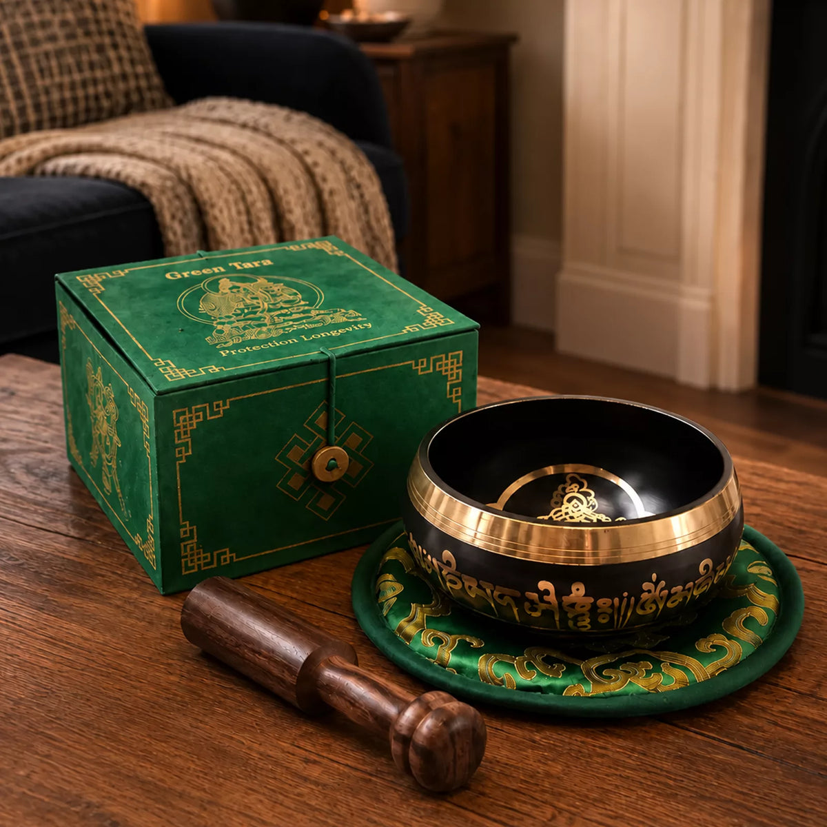 Green Tara Singing Bowl Gift Set - 10cm