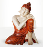 Hand Carved Buddha Statue - 25cm Thinking features a serene, contemplative Buddha figure with detailed craftsmanship in warm earthy tones, ideal for spiritual or decorative use.