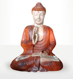 Hand Carved Buddha Statue - 60cm Teaching Transmission featuring detailed craftsmanship in warm earthy tones, depicting Buddha seated in a meditative teaching pose.