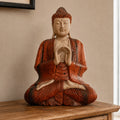 Hand Carved Wooden Buddha Sitting Statue - 60cm Two Hands