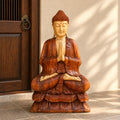 Hand Carved Wooden Buddha Sitting Statue - 80cm Welcome