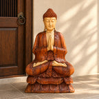 Hand Carved Wooden Buddha Sitting Statue - 80cm Welcome