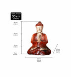 Hand Carved Wooden Buddha Statue - 30cm Welcome, featuring a detailed design in warm wood tones, seated in a meditative pose with hands in prayer gesture.
