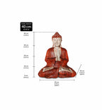 Hand Carved Wooden Buddha Statue - 40cm Welcome, detailed with a serene meditative pose, warm reddish-brown wood tones, perfect for peaceful Buddha decor and spiritual ambiance.