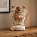 Happy Buddha Hands Up - Whitewash 40cm