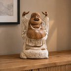 Happy Buddha Hands Up - Whitewash 40cm