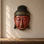 Home Decoration Buddha Head Statue - 25cm - Red Shine Finish