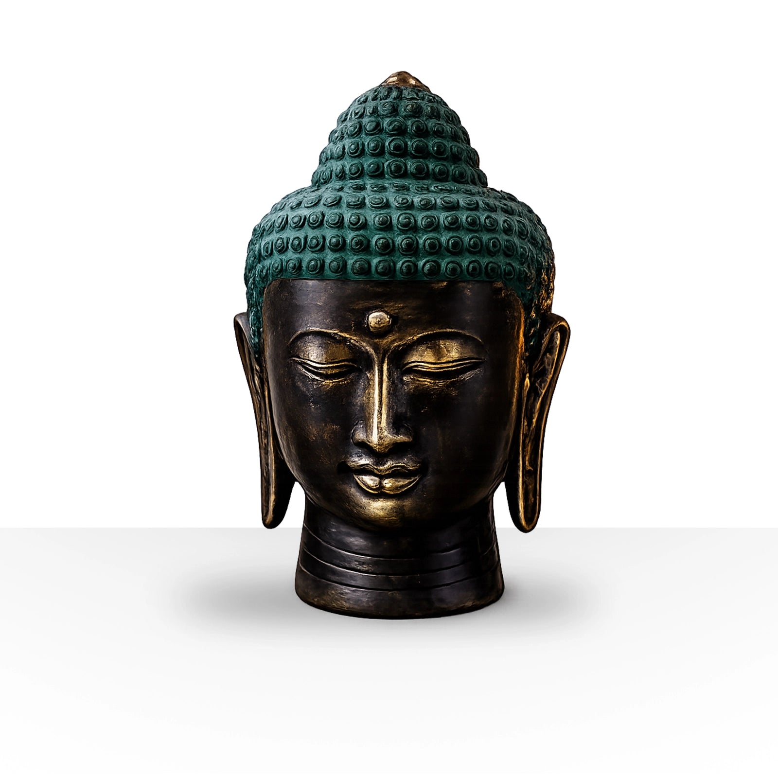 Large Antique Brass Buddha Head