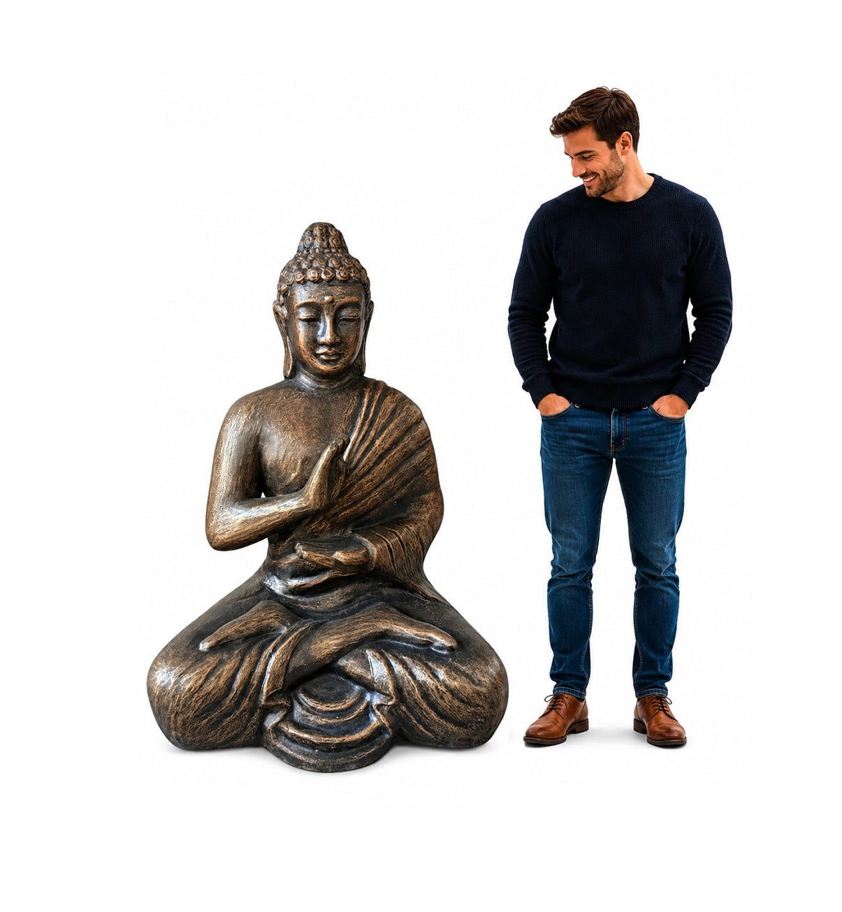Large Antique Gold Buddha Meditation in Stupa - 1.5m