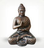 Large Antique Gold Buddha Meditation in Stupa - 1.5m handcrafted statue in a serene meditative pose, featuring detailed robes and a calm expression, perfect for Buddha decor.