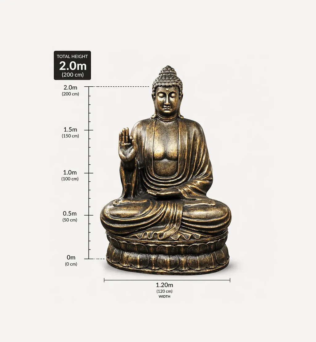 Large Antique Gold Buddha Teaching on Lotus - 2m
