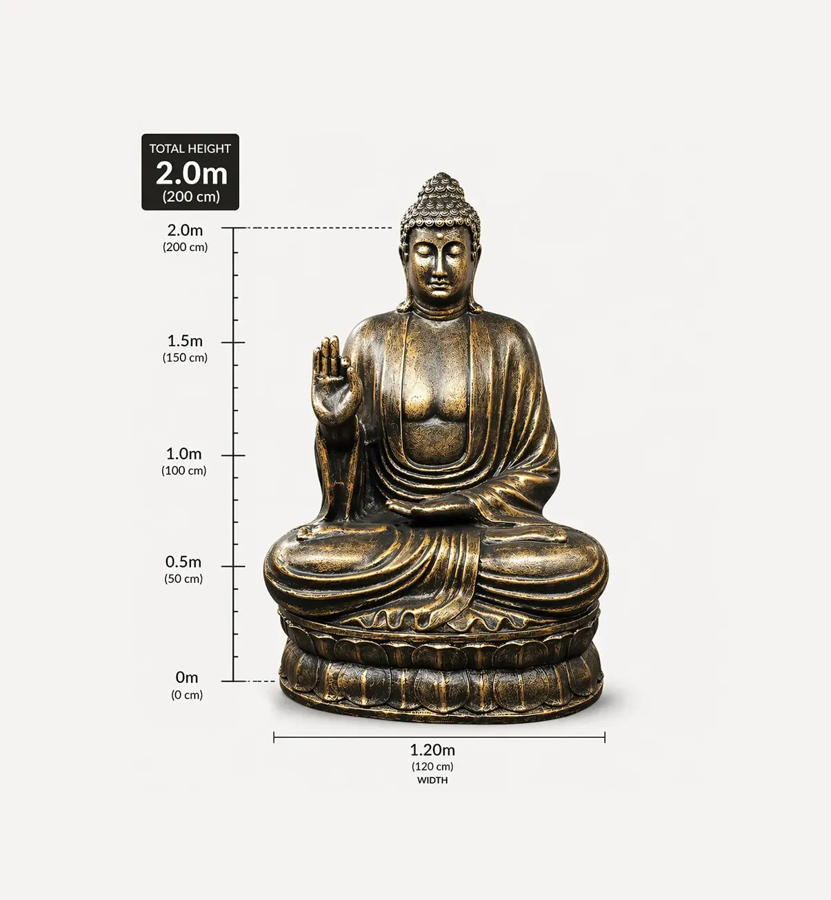 Large Antique Gold Buddha Teaching on Lotus - 2m