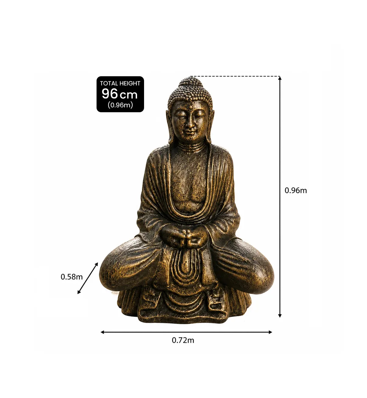 Large Antique Gold Thai Buddha - 0.96m