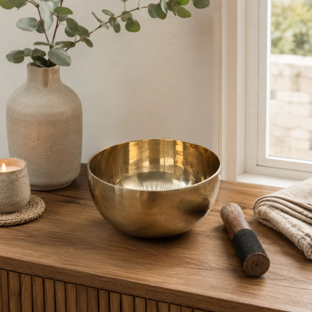 Large Brass Tibetan Singing Bowl - 17cm