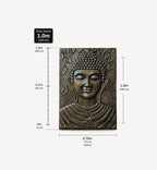 Large Buddha Iron Frame Antique Gold Relief - 0.7x1m wall hanging featuring a detailed Buddha face with textured antique gold finish, ideal for serene Buddha decor.