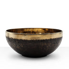 Large Chaken Handmade Singing Bowl (approx 800g) - 17cm with a textured dark exterior and smooth polished golden rim, designed for meditation and sound therapy.