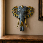 Large Elephant Head - Gold & Grey