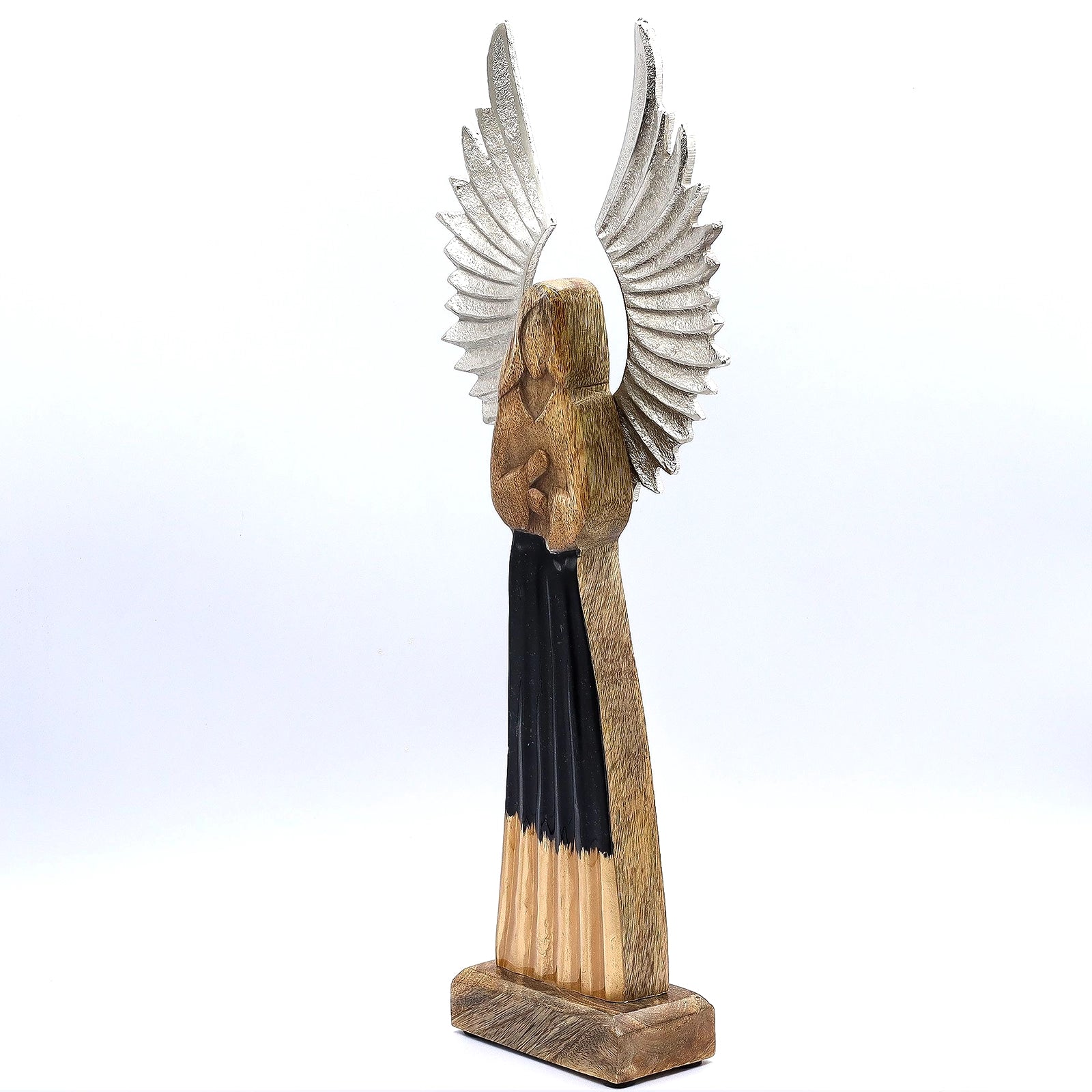 Large Mango Wood Gardian Angel Metal Wings & Enamel Detail