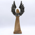 Large Mango Wood Gardian Angel Metal Wings & Enamel Detail
