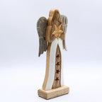 Large Mango Wood Star Angel Metal Wings & Enamel Detail