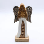 Large Mango Wood Star Angel Metal Wings & Enamel Detail