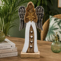 Large Mango Wood Star Angel Metal Wings & Enamel Detail