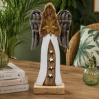Large Mango Wood Star Angel Metal Wings & Enamel Detail