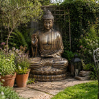 Large Outdoor Garden Buddha Teaching Statue on Lotus - Antique Gold - 2m