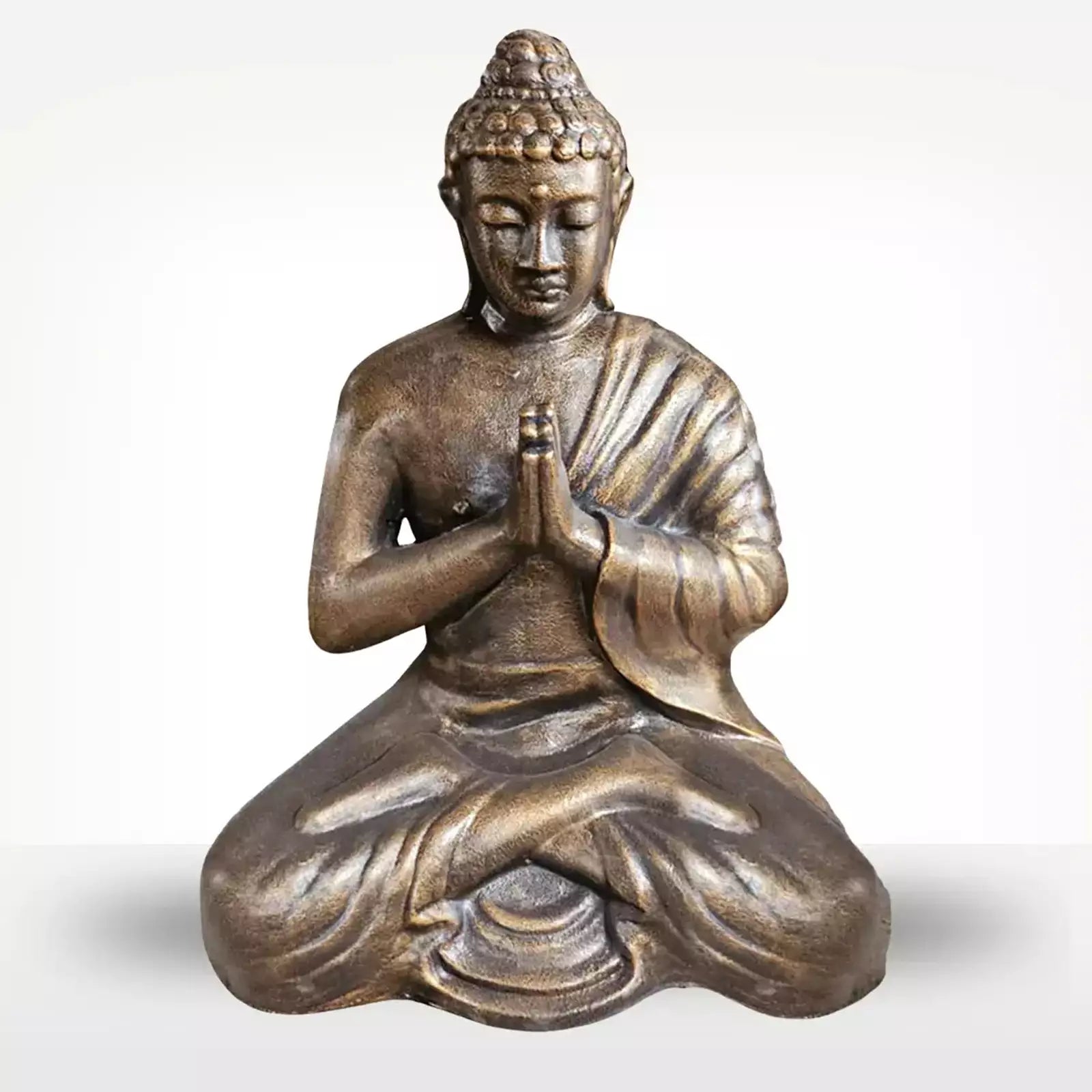 Large Outdoor Garden Praying Buddha Statue - Antique Gold - 1.2m