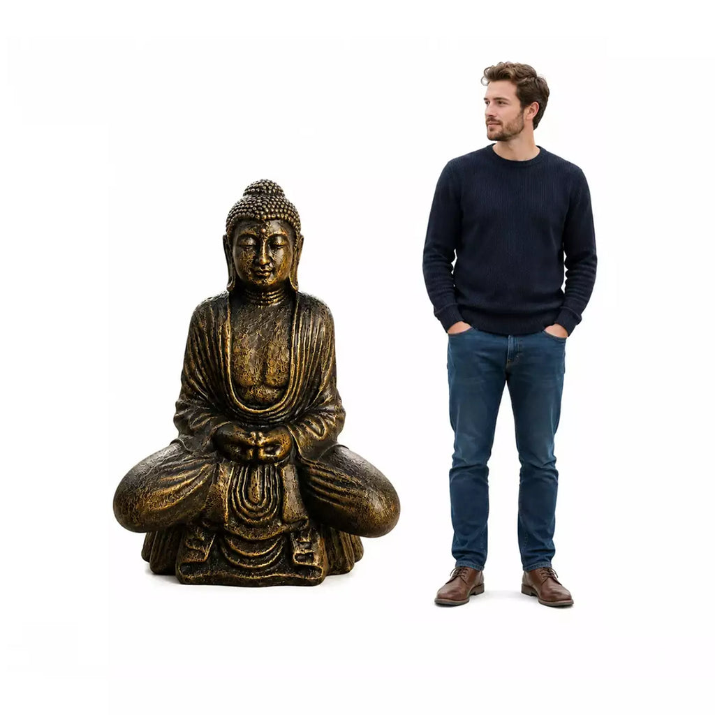 Large Outdoor Garden Thai Buddha Statue - Antique Gold - 96cm