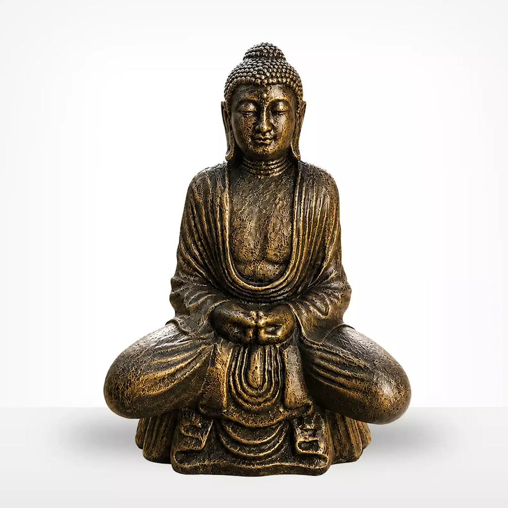 Large Outdoor Garden Thai Buddha Statue - Antique Gold - 96cm