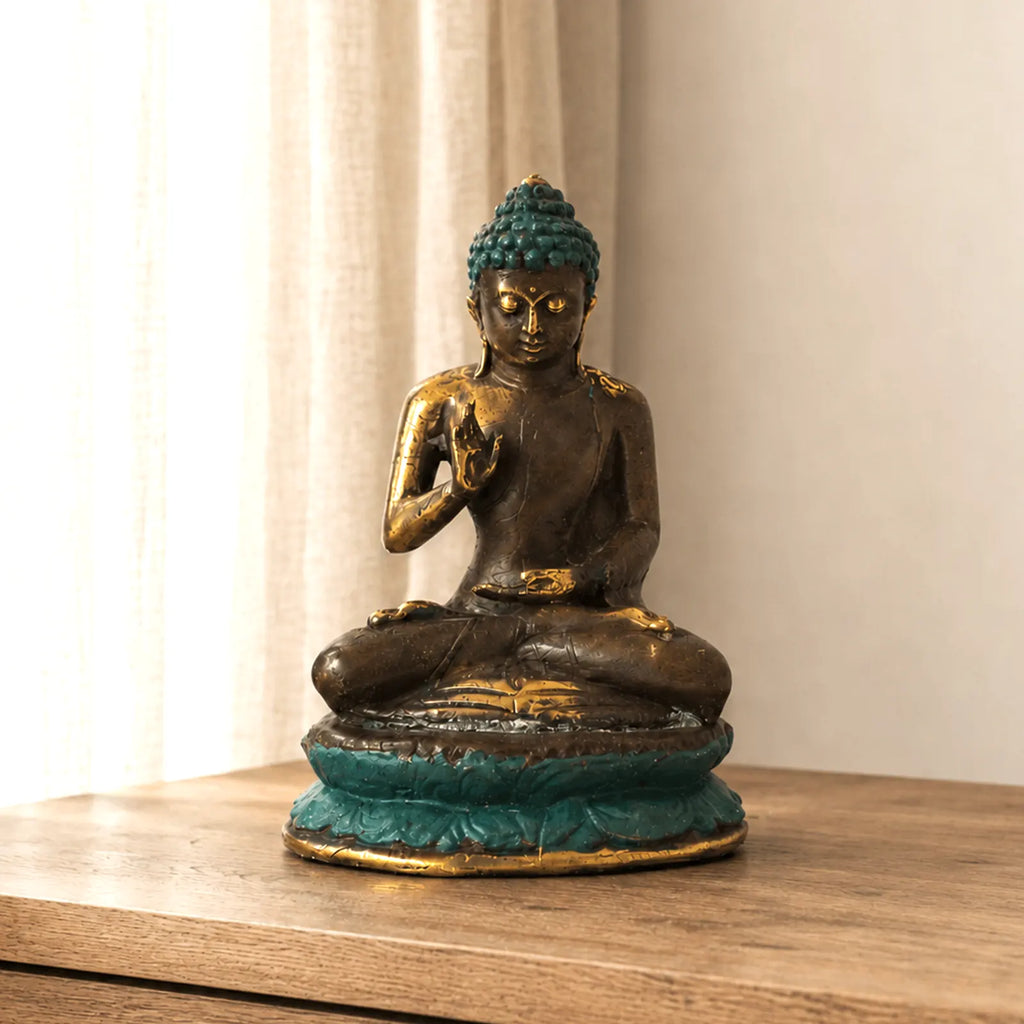 Large Sitting Solid Brass Buddha