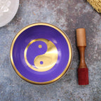 Large Yin & Yang Tibetan Singing Bowl Set - White and Purple 14cm