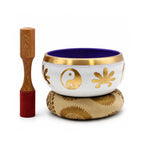Large Yin & Yang Tibetan Singing Bowl Set - White and Purple 14cm