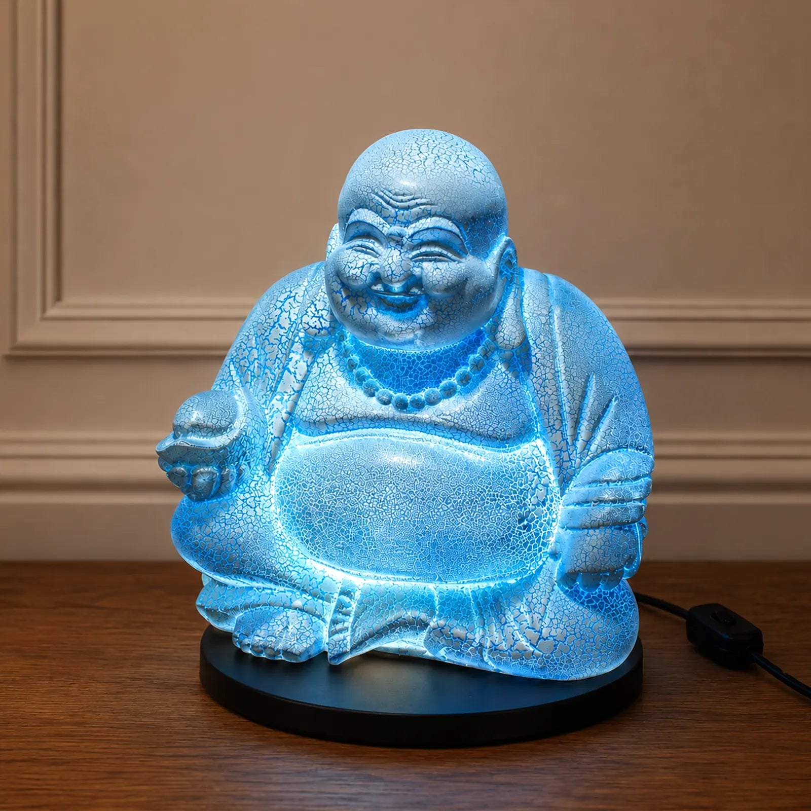 Laughing Buddha Soft Glow Light Lamp Sky Blue - Round Stand