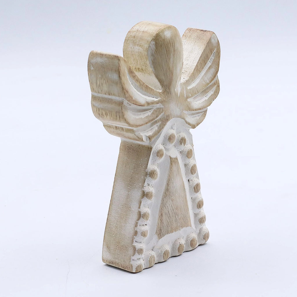 Mango Wood Angel - Whitewash
