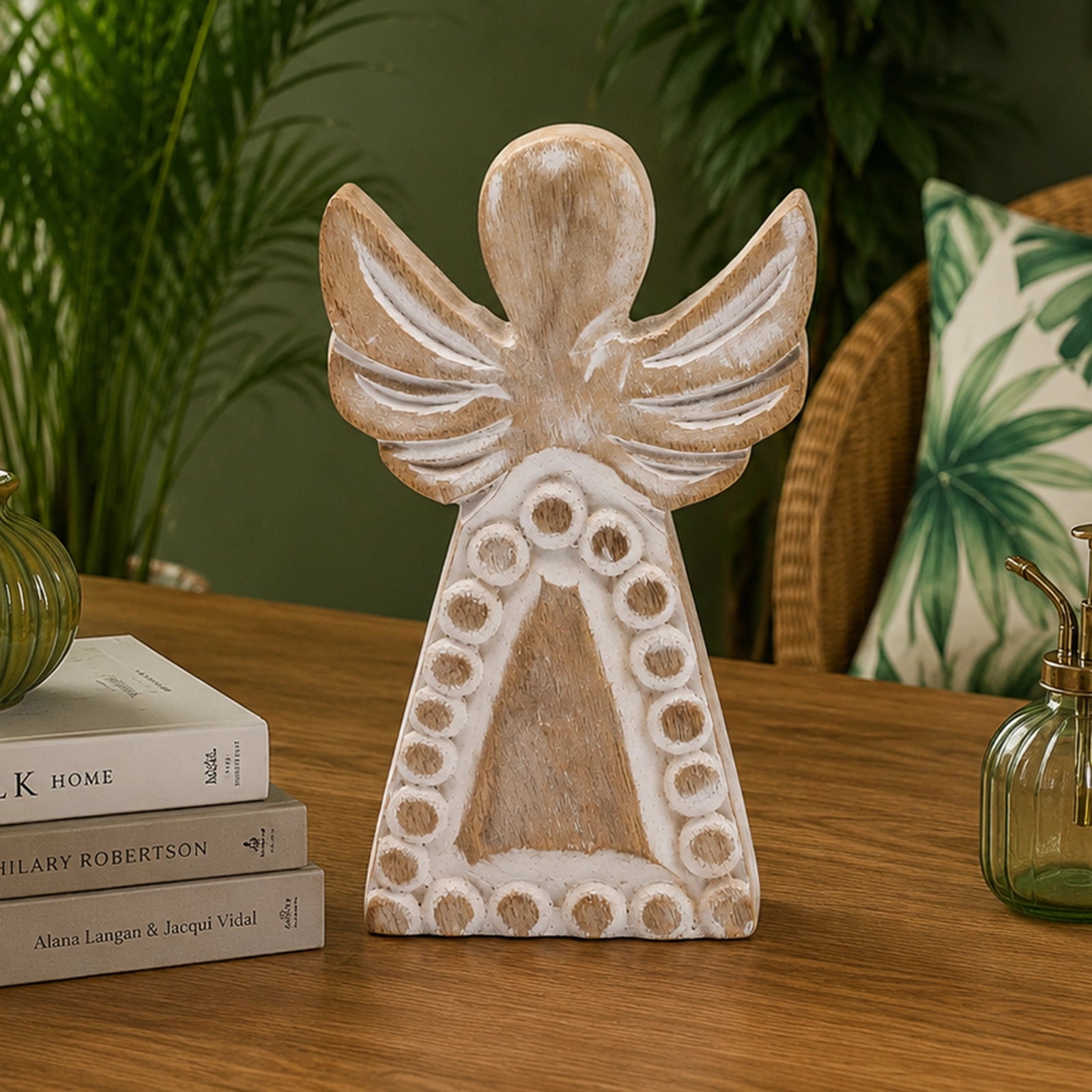 Mango Wood Angel - Whitewash