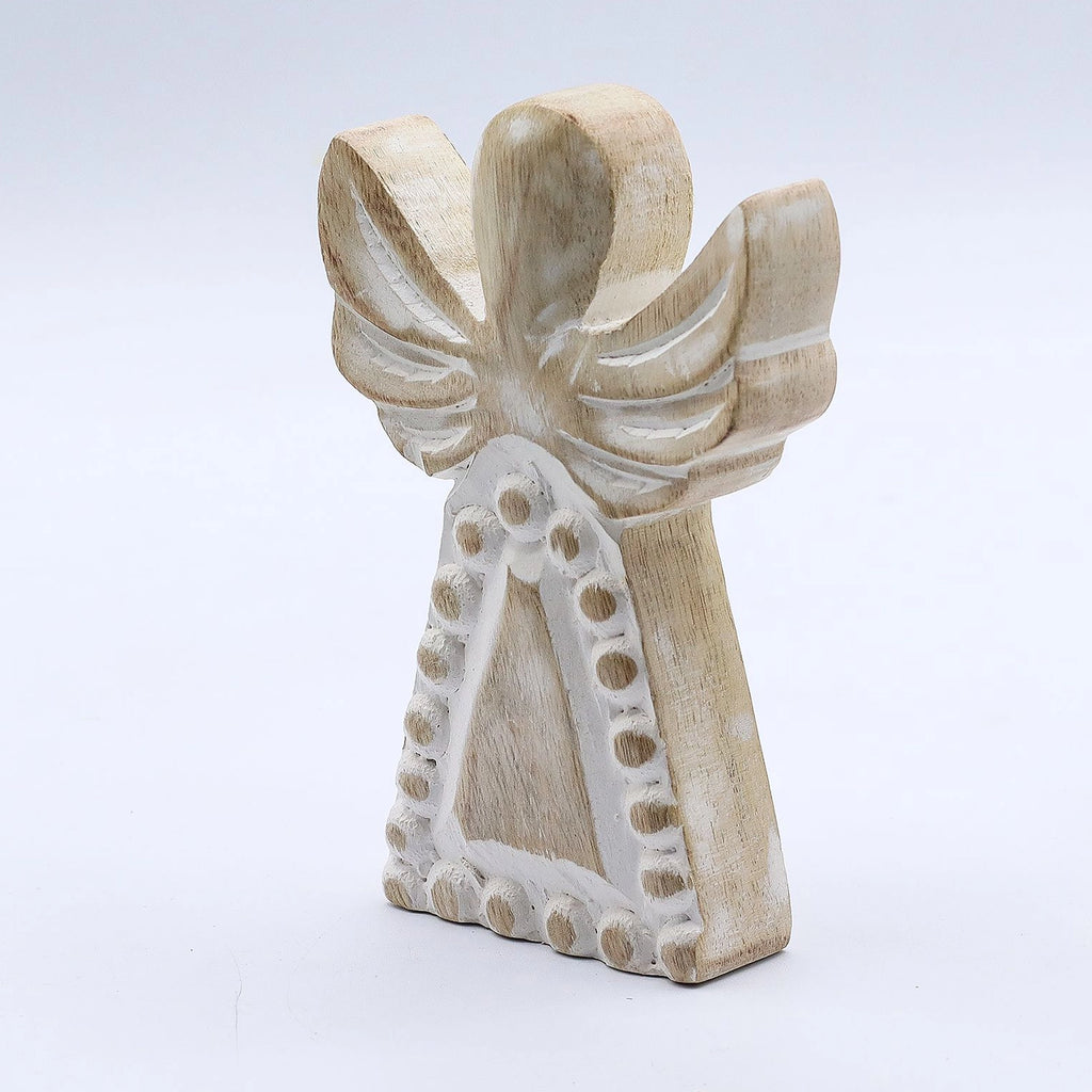 Mango Wood Angel - Whitewash