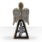 Mango Wood Angel - Whitewash with Iron Decor Cut Out