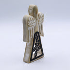 Mango Wood Angel - Whitewash with Iron Decor Cut Out
