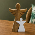 Mango Wood Angel Figurines Statuettes in Angel - White Enamel