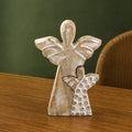 Mango Wood Angel Figurines Statuettes in Angel - Whitewash