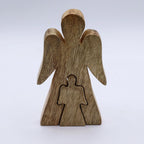 Mango Wood Angel in Angel - White Enamel